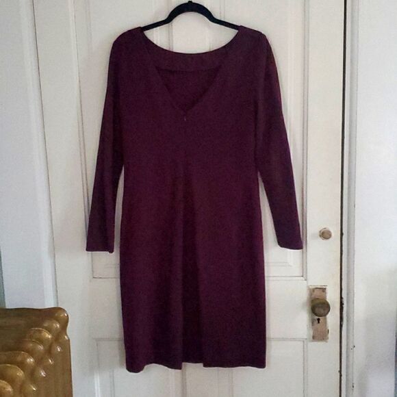 Talbots Back V Maroon Sheath Dress - Picture 2 of 5